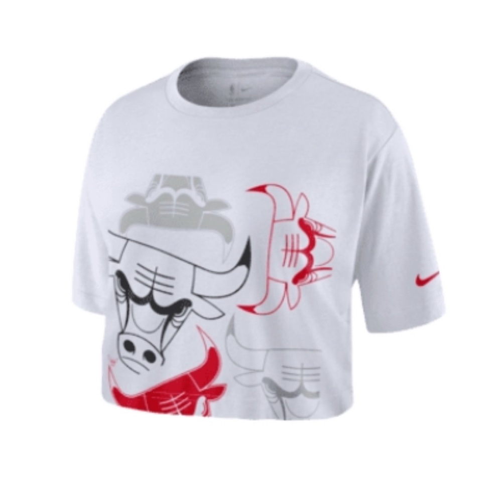 The Nike Tee Women’s White Bulls NBA Cropped T-Shirt